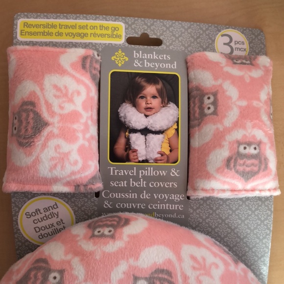 Blankets and Beyond Pink Owl Set of 4 Items - Picture 6 of 16